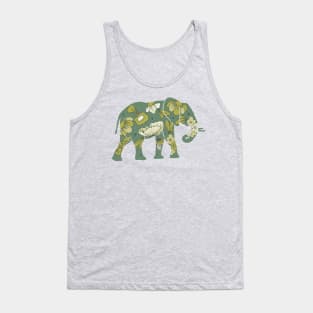 Elephant silhouette with flowers and leaves Tank Top